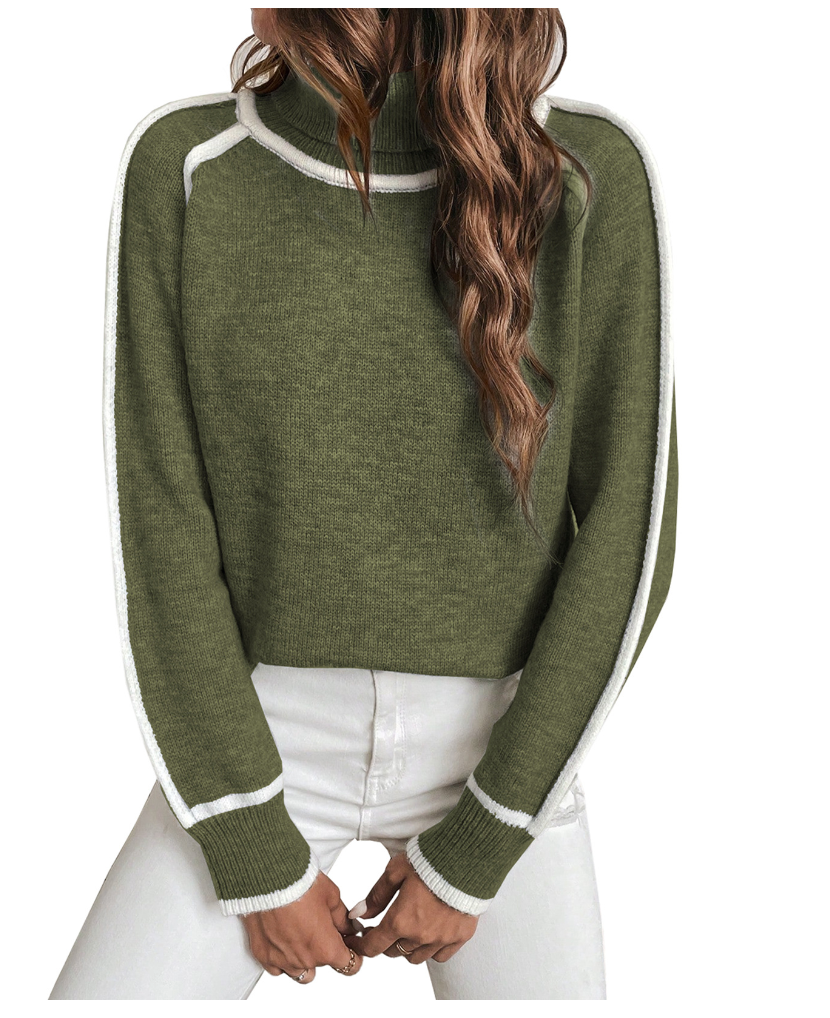 Isla | Women's Turtleneck Jumper | Contrast Trim · Eltrendio