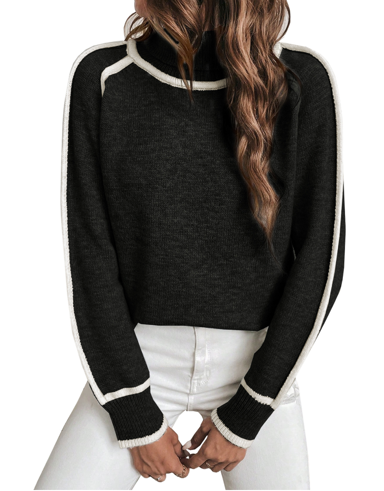 Isla | Women's Turtleneck Jumper | Contrast Trim · Eltrendio