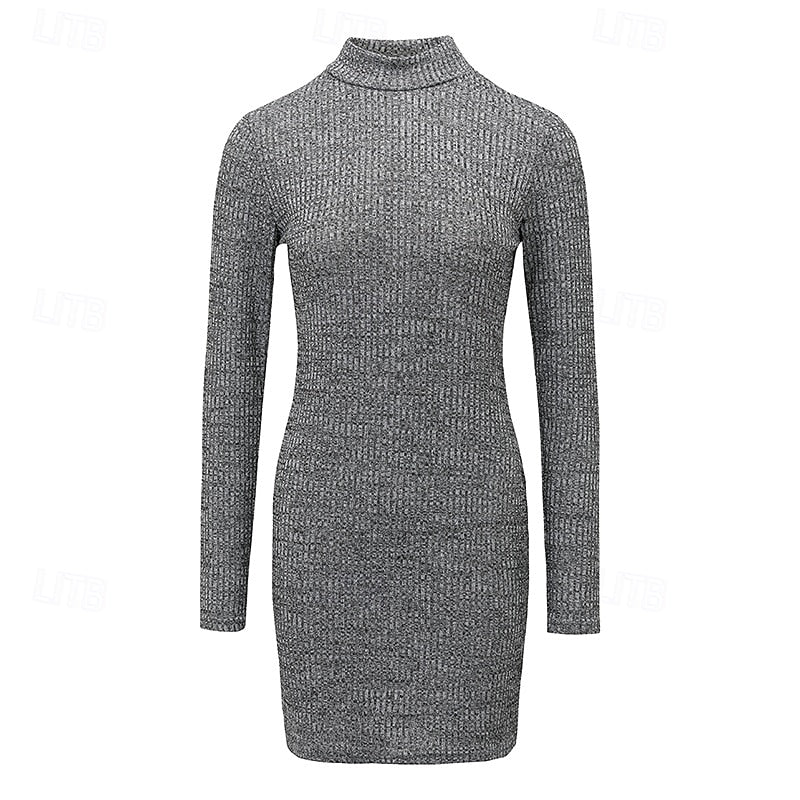 Isla | Women's Turtleneck Jumper Dress | Ribbed Bodycon · Eltrendio