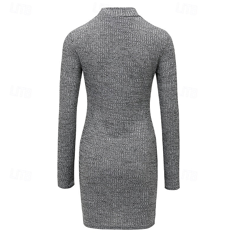 Isla | Women's Turtleneck Jumper Dress | Ribbed Bodycon · Eltrendio