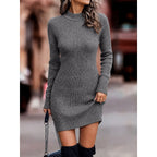 Isla | Women's Turtleneck Jumper Dress | Ribbed Bodycon · Eltrendio