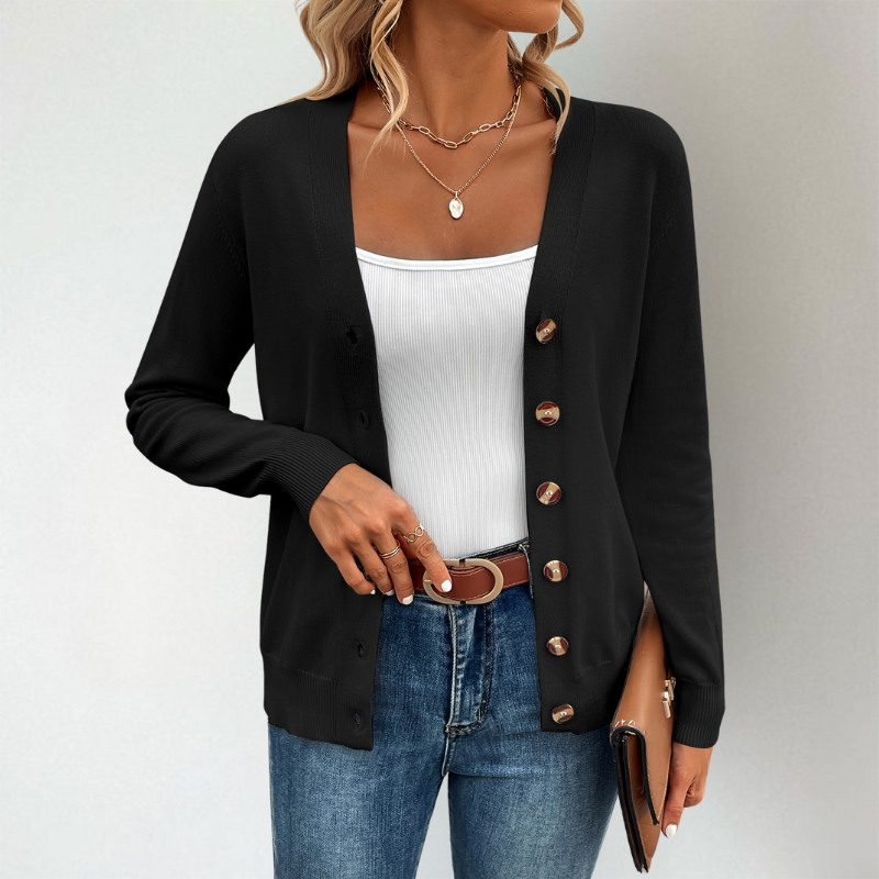 Isla | Women's V-Neck Cardigan | Button-Front · Eltrendio