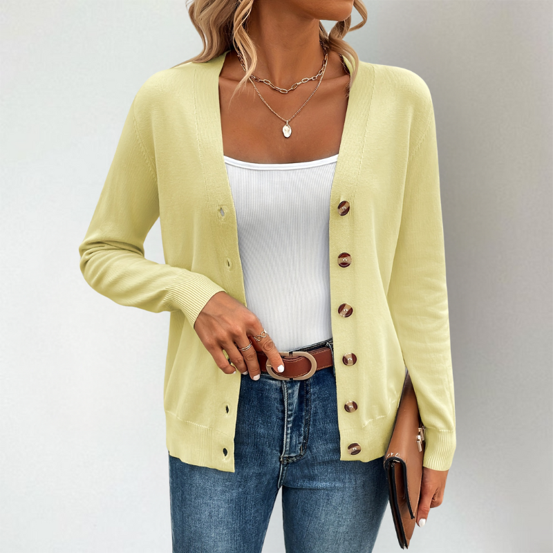 Isla | Women's V-Neck Cardigan | Button-Front · Eltrendio