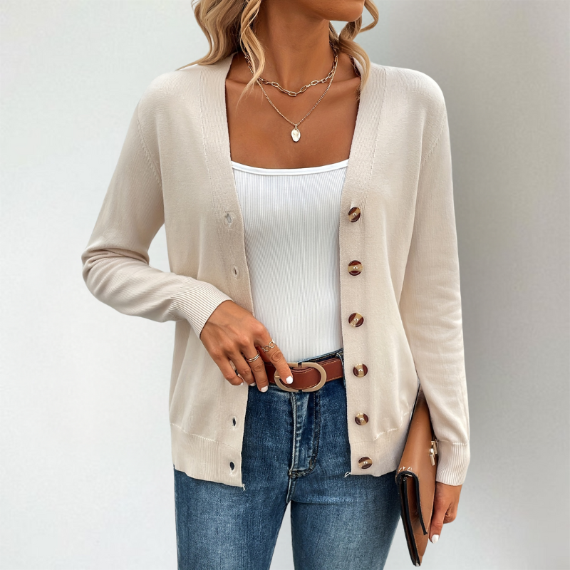 Isla | Women's V-Neck Cardigan | Button-Front · Eltrendio
