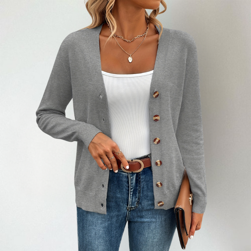 Isla | Women's V-Neck Cardigan | Button-Front · Eltrendio