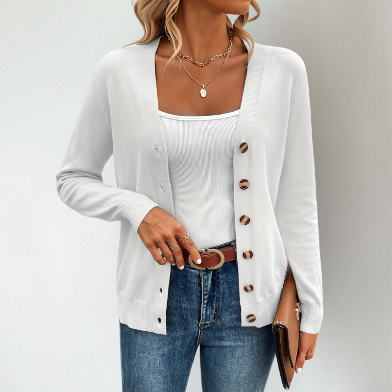 Isla | Women's V-Neck Cardigan | Button-Front · Eltrendio