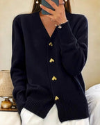 Isla | Women's V-Neck Cardigan | Heart Buttons · Eltrendio