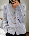 Isla | Women's V-Neck Cardigan | Heart Buttons · Eltrendio