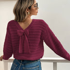 Isla | Women's V-Neck Jumper | Bow Detail · Eltrendio