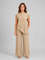 Isla | Women's Wide-Leg Co-Ord Set | Asymmetric Top · Eltrendio