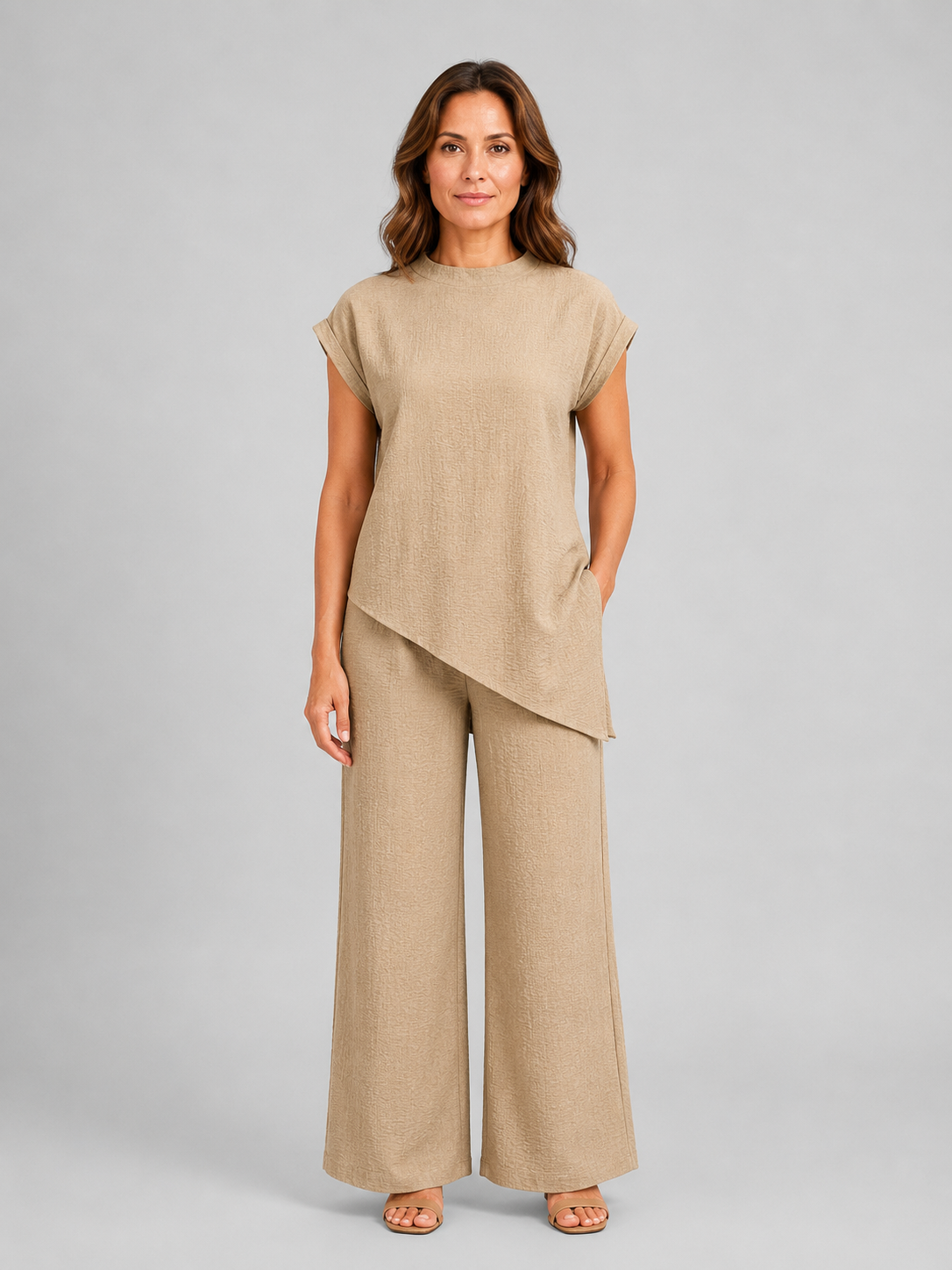 Isla | Women's Wide-Leg Co-Ord Set | Asymmetric Top · Eltrendio