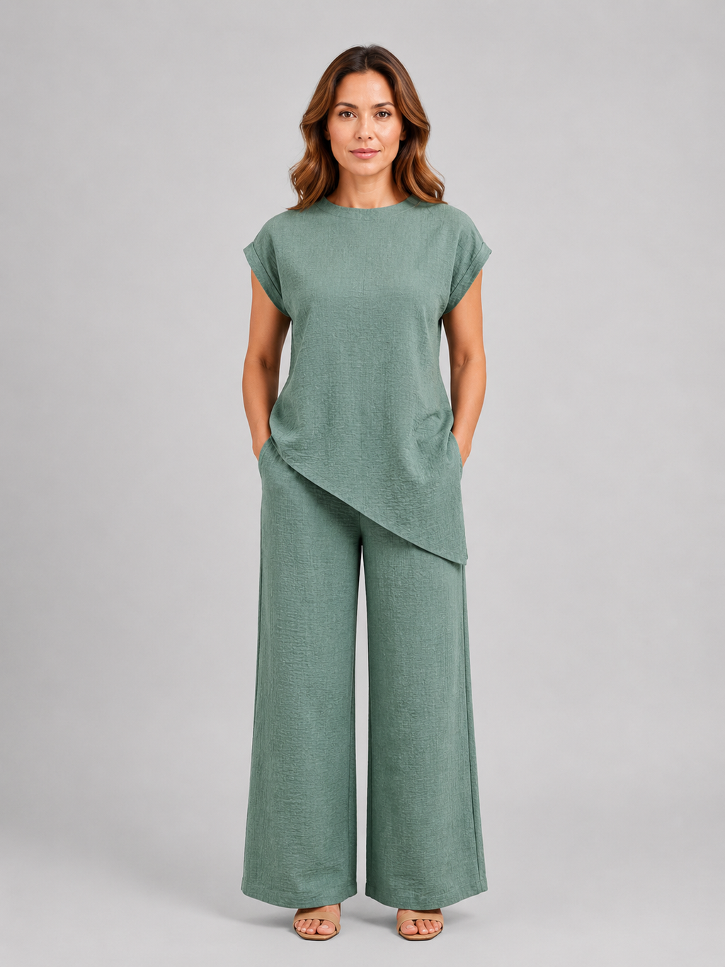 Isla | Women's Wide-Leg Co-Ord Set | Asymmetric Top · Eltrendio