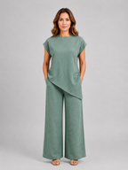 Isla | Women's Wide-Leg Co-Ord Set | Asymmetric Top · Eltrendio
