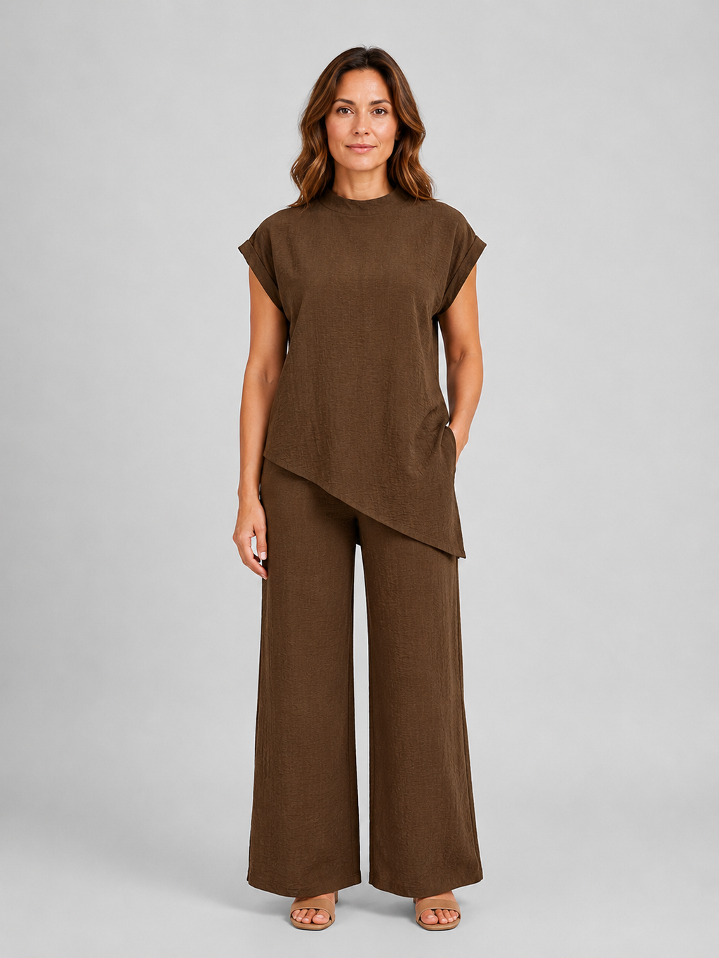 Isla | Women's Wide-Leg Co-Ord Set | Asymmetric Top · Eltrendio