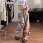 Isla | Women's Wide-Leg Jeans | Bear Print · Eltrendio