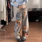 Isla | Women's Wide-Leg Jeans | Bear Print · Eltrendio