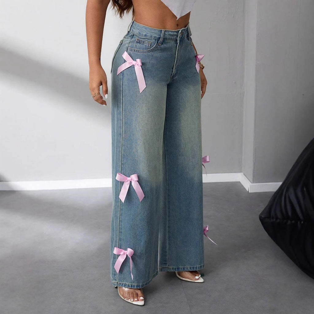 Isla | Women's Wide-Leg Jeans | Bow Detail · Eltrendio