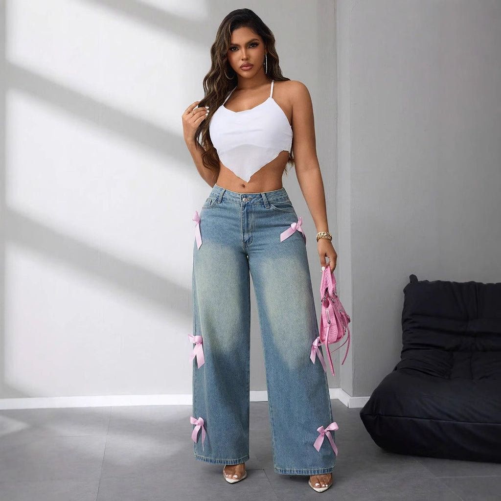 Isla | Women's Wide-Leg Jeans | Bow Detail · Eltrendio