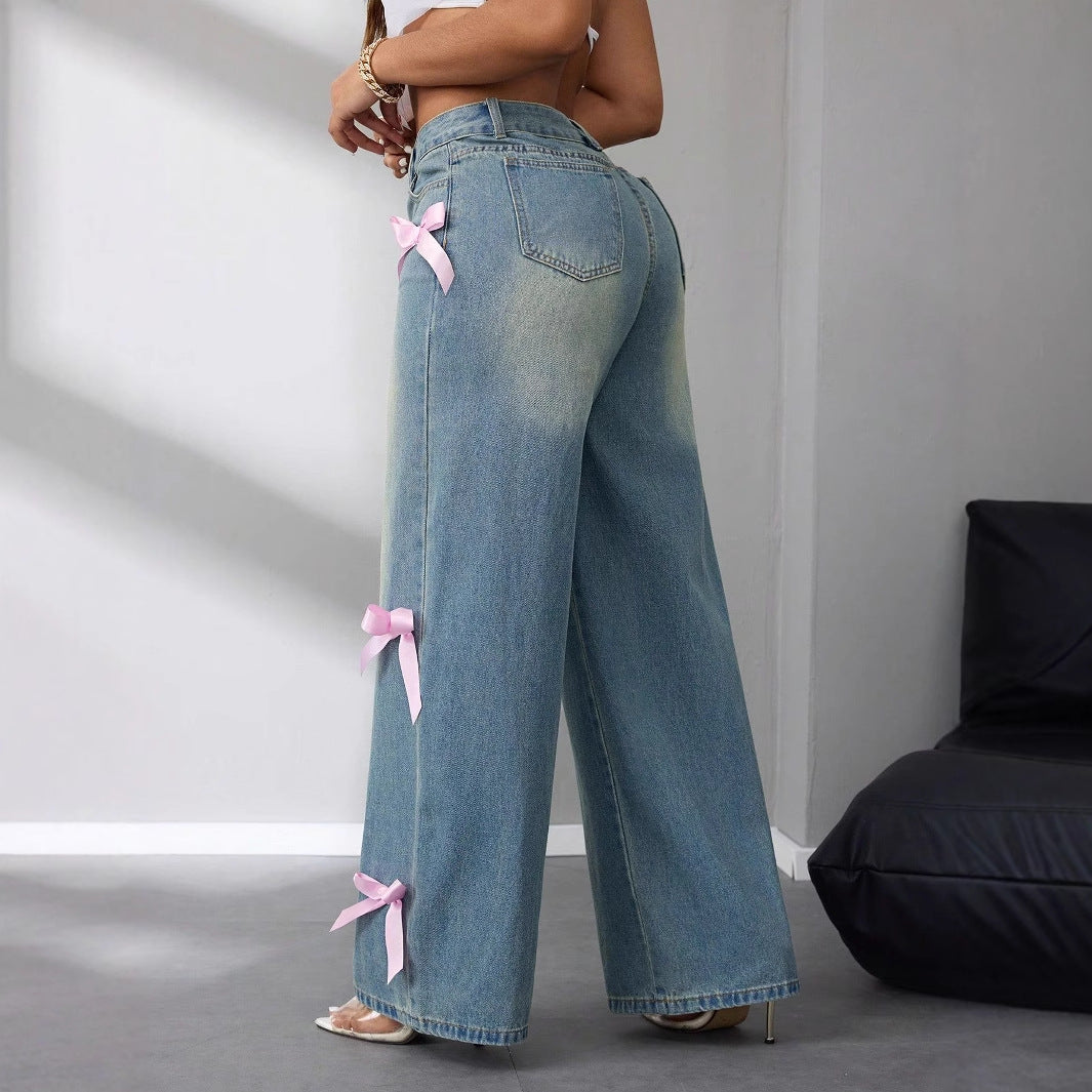 Isla | Women's Wide-Leg Jeans | Bow Detail · Eltrendio