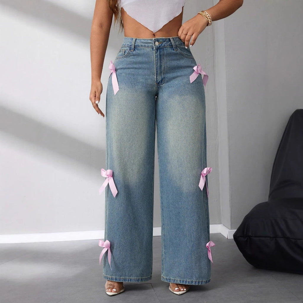 Isla | Women's Wide-Leg Jeans | Bow Detail · Eltrendio