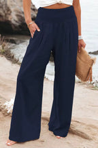 Isla | Women's Wide-Leg Trousers | Shirred Waist · Eltrendio