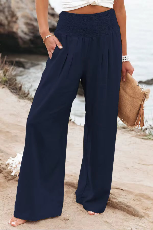 Isla | Women's Wide-Leg Trousers | Shirred Waist · Eltrendio