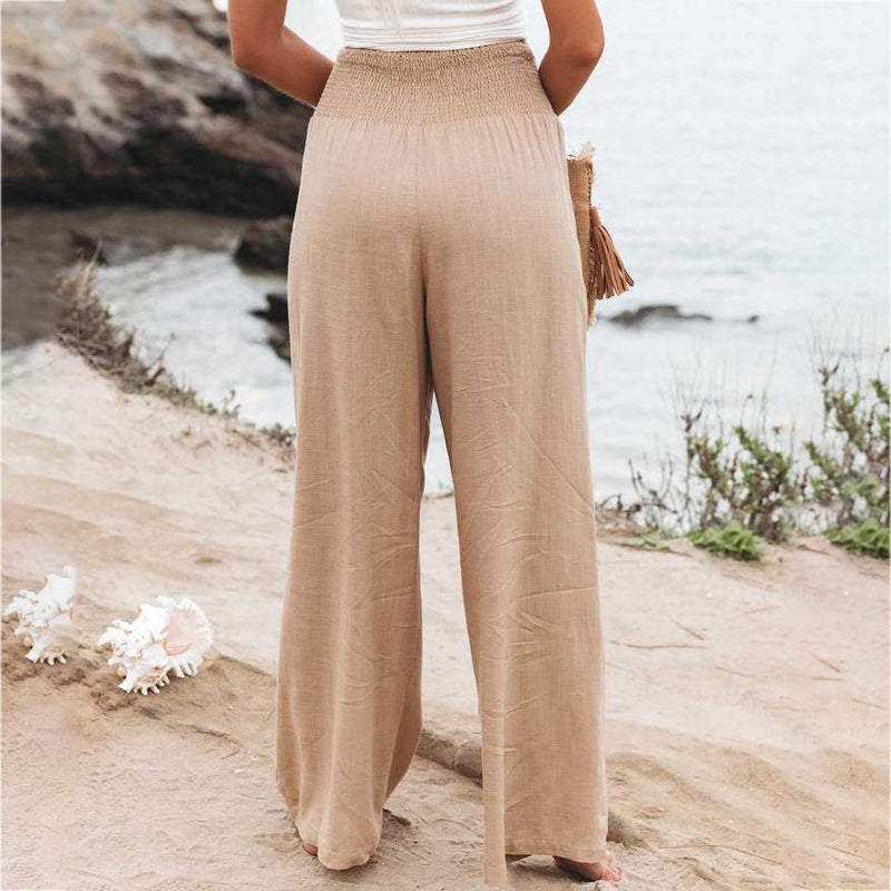 Isla | Women's Wide-Leg Trousers | Shirred Waist · Eltrendio