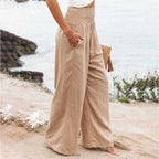 Isla | Women's Wide-Leg Trousers | Shirred Waist · Eltrendio
