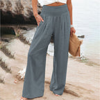 Isla | Women's Wide-Leg Trousers | Shirred Waist · Eltrendio