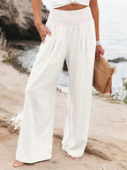 Isla | Women's Wide-Leg Trousers | Shirred Waist · Eltrendio