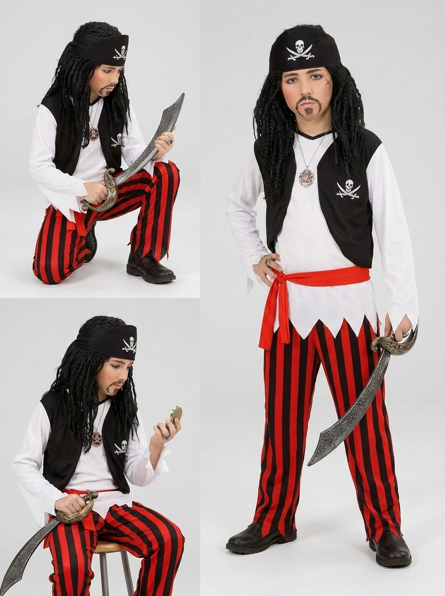 Jack | Kids' Pirate Costume | Striped Trousers-Eltrendio