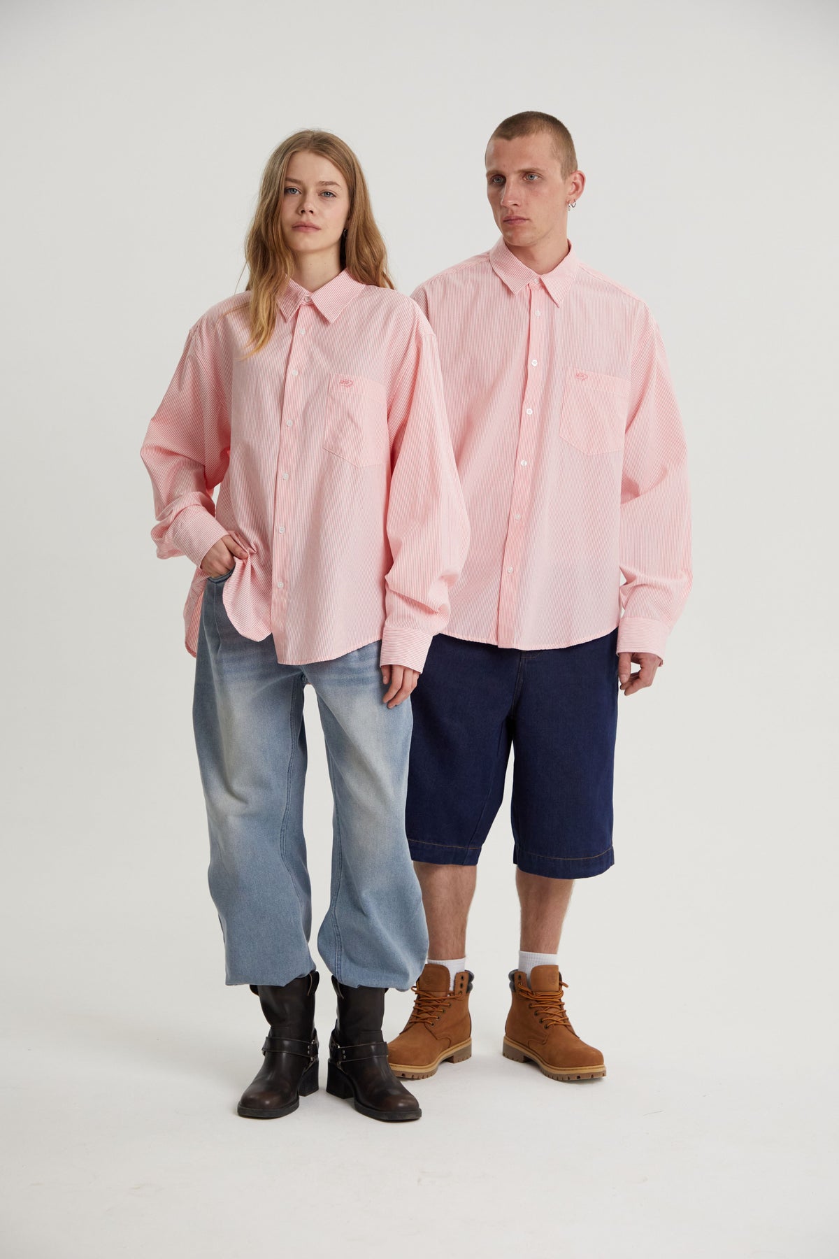 Jamie | Unisex Oversized Shirt | Striped Cotton Y2K Style-Eltrendio