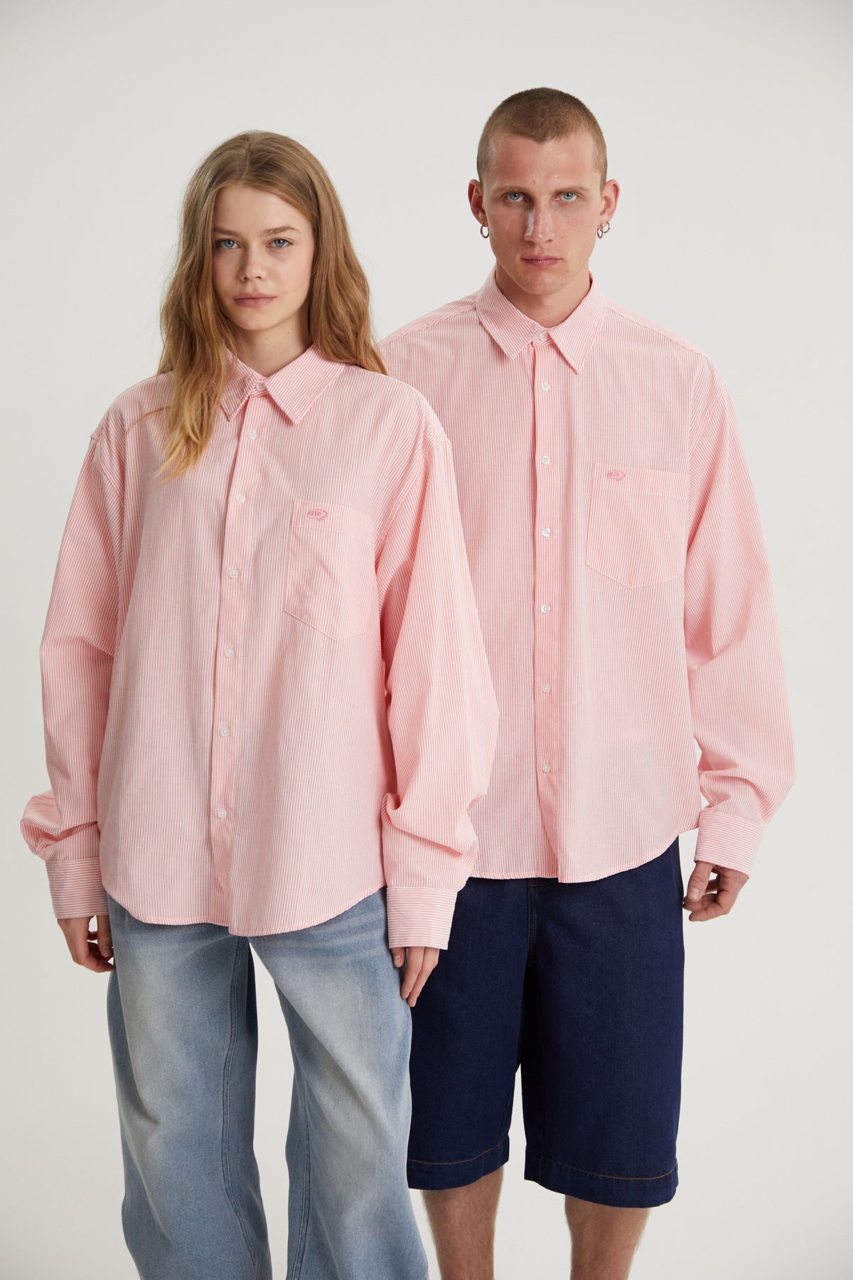 Jamie | Unisex Oversized Shirt | Striped Cotton Y2K Style-Eltrendio