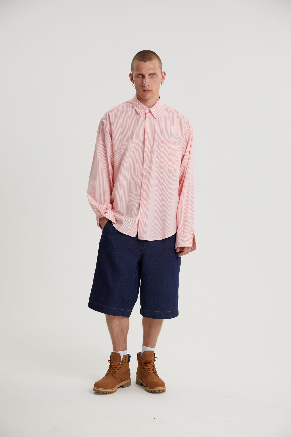 Jamie | Unisex Oversized Shirt | Striped Cotton Y2K Style-Eltrendio