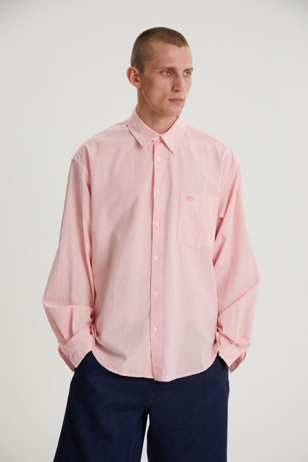 Jamie | Unisex Oversized Shirt | Striped Cotton Y2K Style-Eltrendio