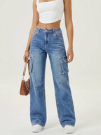 Mabel | Women's Wide-Leg Cargo Jeans | Flap Pockets · Eltrendio