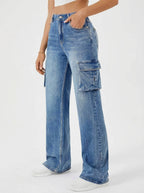 Mabel | Women's Wide-Leg Cargo Jeans | Flap Pockets · Eltrendio