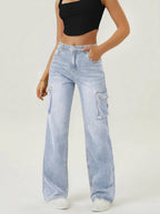 Mabel | Women's Wide-Leg Cargo Jeans | Flap Pockets · Eltrendio