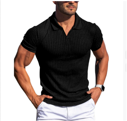 Marcus | Men's V-Neck Polo Shirt | Ribbed Knit · Eltrendio