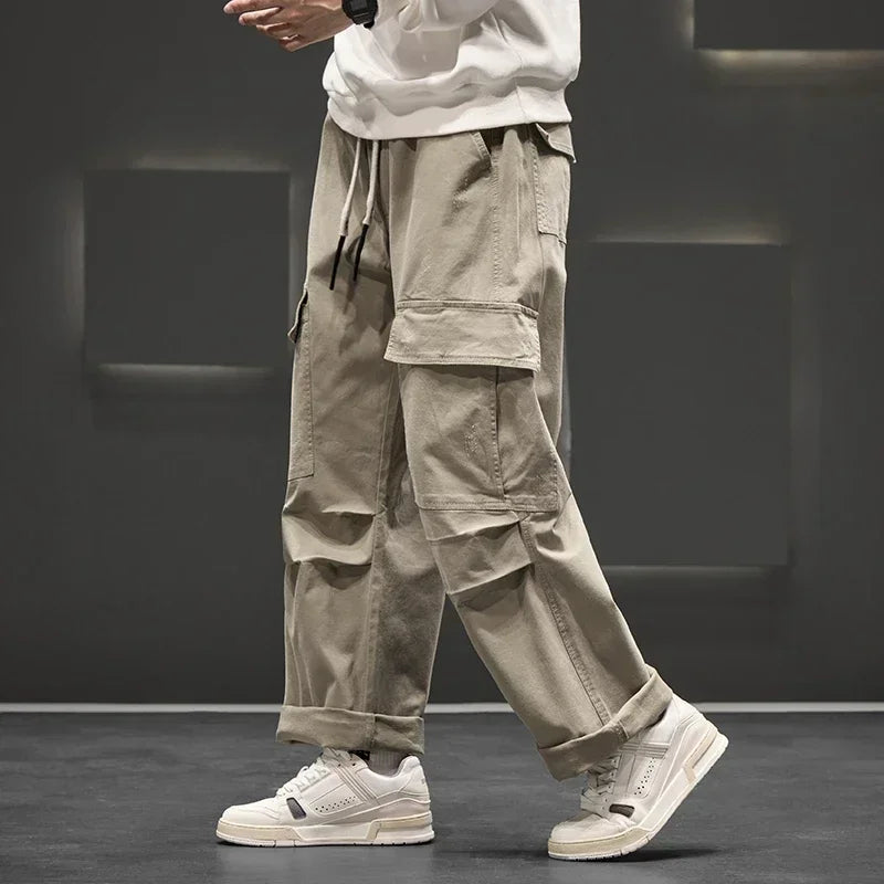Marcus | Men's Wide-Leg Cargo Trousers | Drawstring Waist · Eltrendio