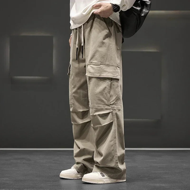 Marcus | Men's Wide-Leg Cargo Trousers | Drawstring Waist · Eltrendio