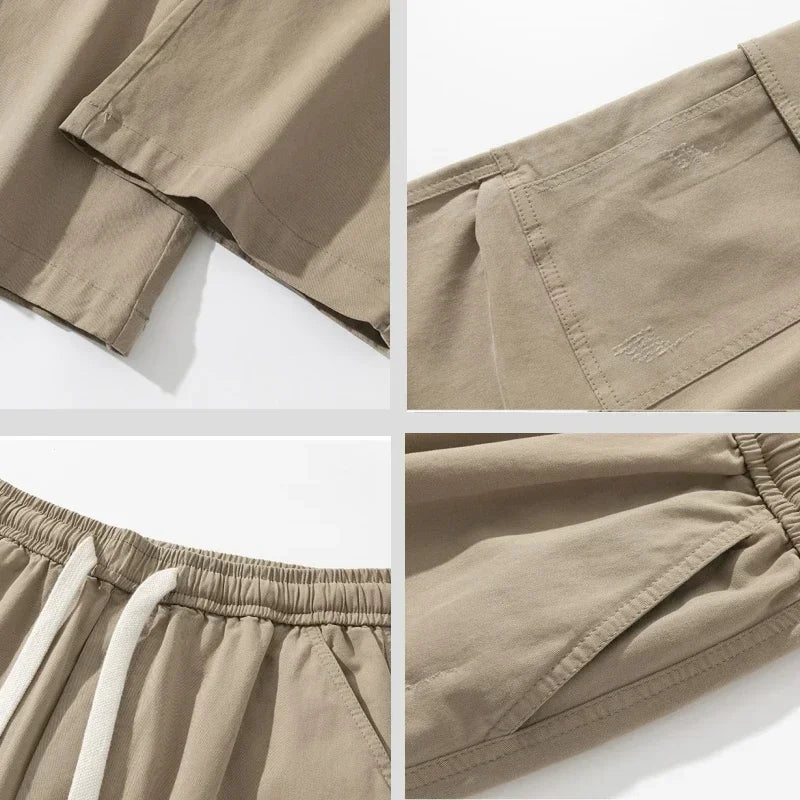 Marcus | Men's Wide-Leg Cargo Trousers | Drawstring Waist · Eltrendio