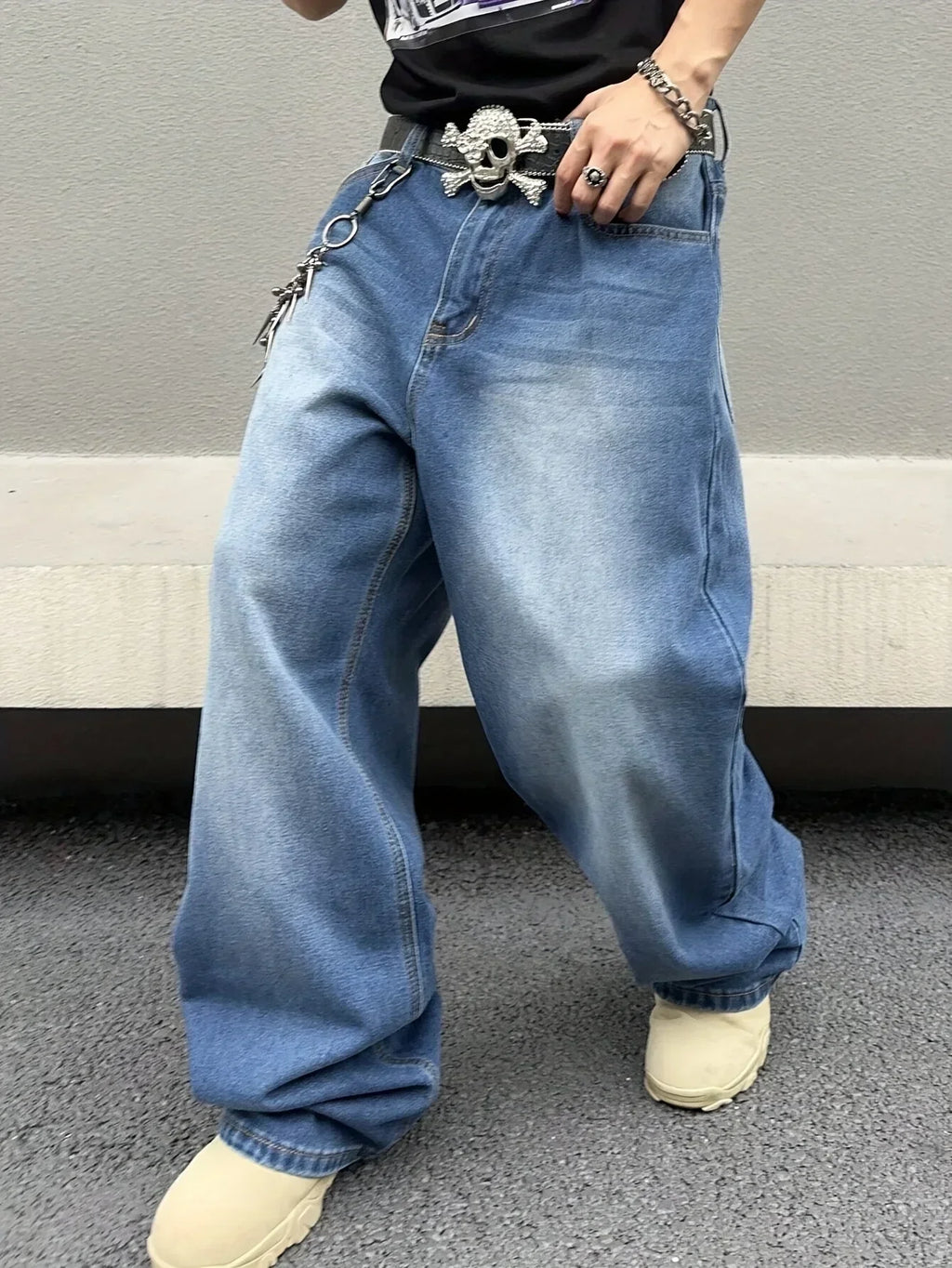 Marcus | Men's Wide-Leg Jeans | Faded Denim · Eltrendio