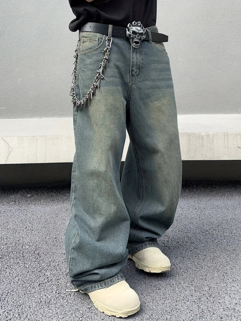 Marcus | Men's Wide-Leg Jeans | Faded Denim · Eltrendio