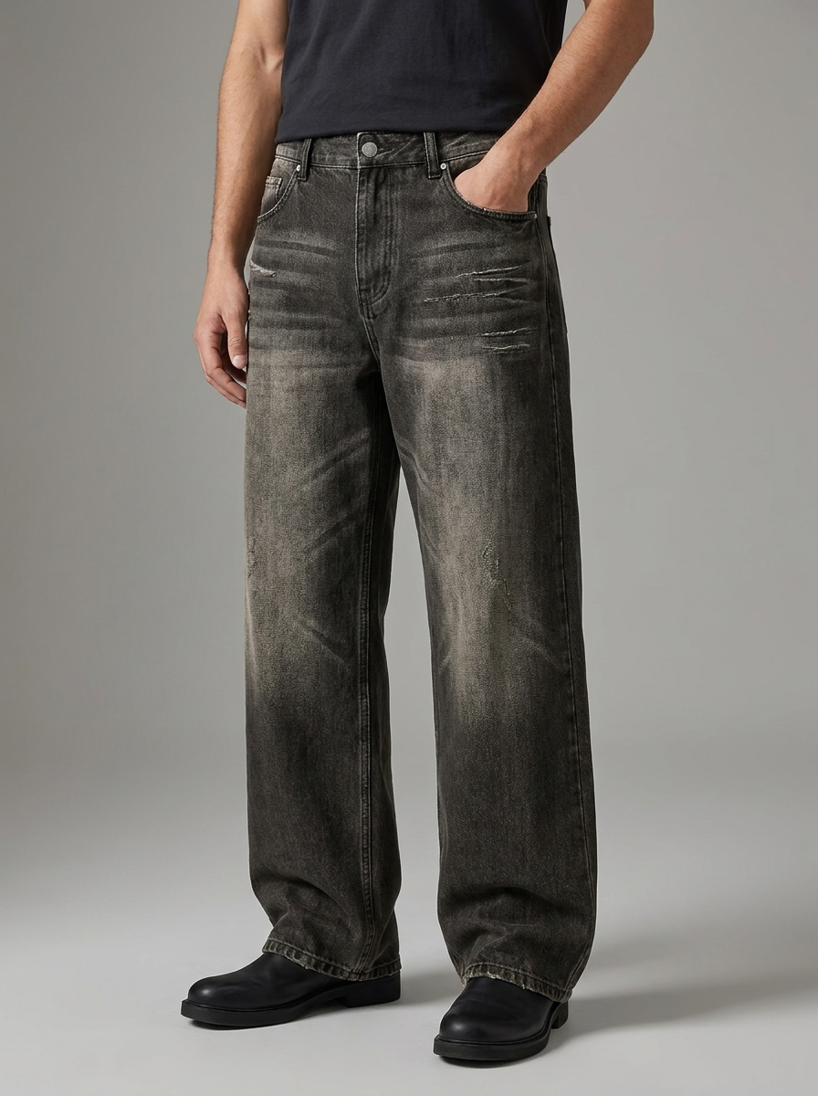 Marcus | Men's Wide-Leg Jeans | Faded Denim-Eltrendio