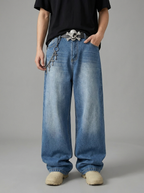 Marcus | Men's Wide-Leg Jeans | Faded Denim-Eltrendio