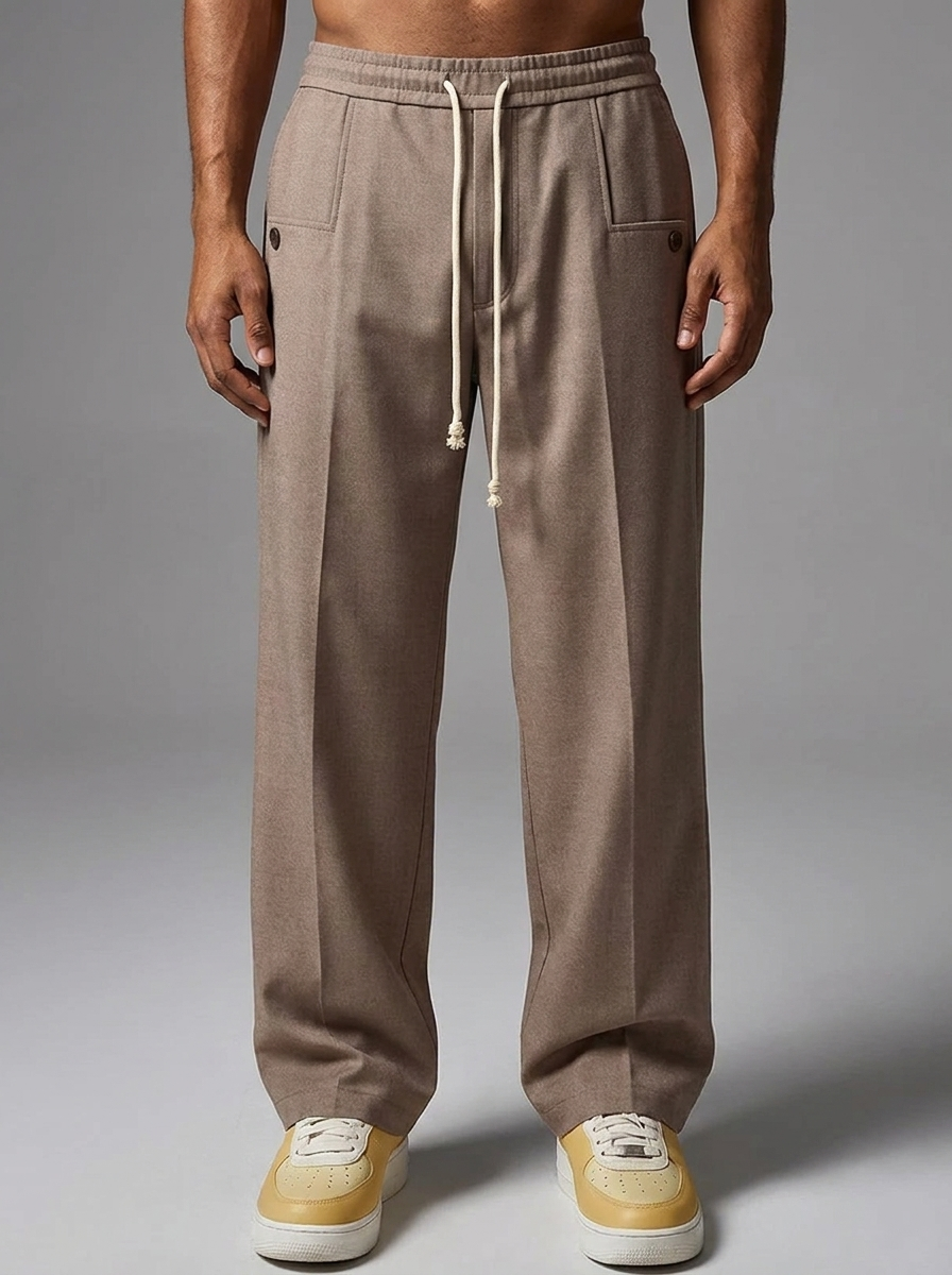 Marcus | Men's Wide-Leg Trousers | Drawstring Waist-Eltrendio