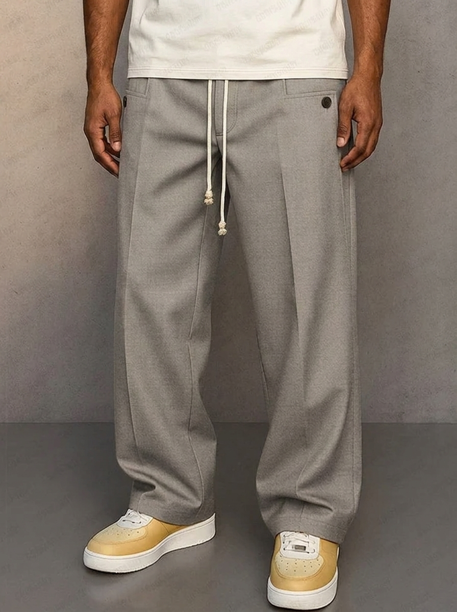 Marcus | Men's Wide-Leg Trousers | Drawstring Waist-Eltrendio