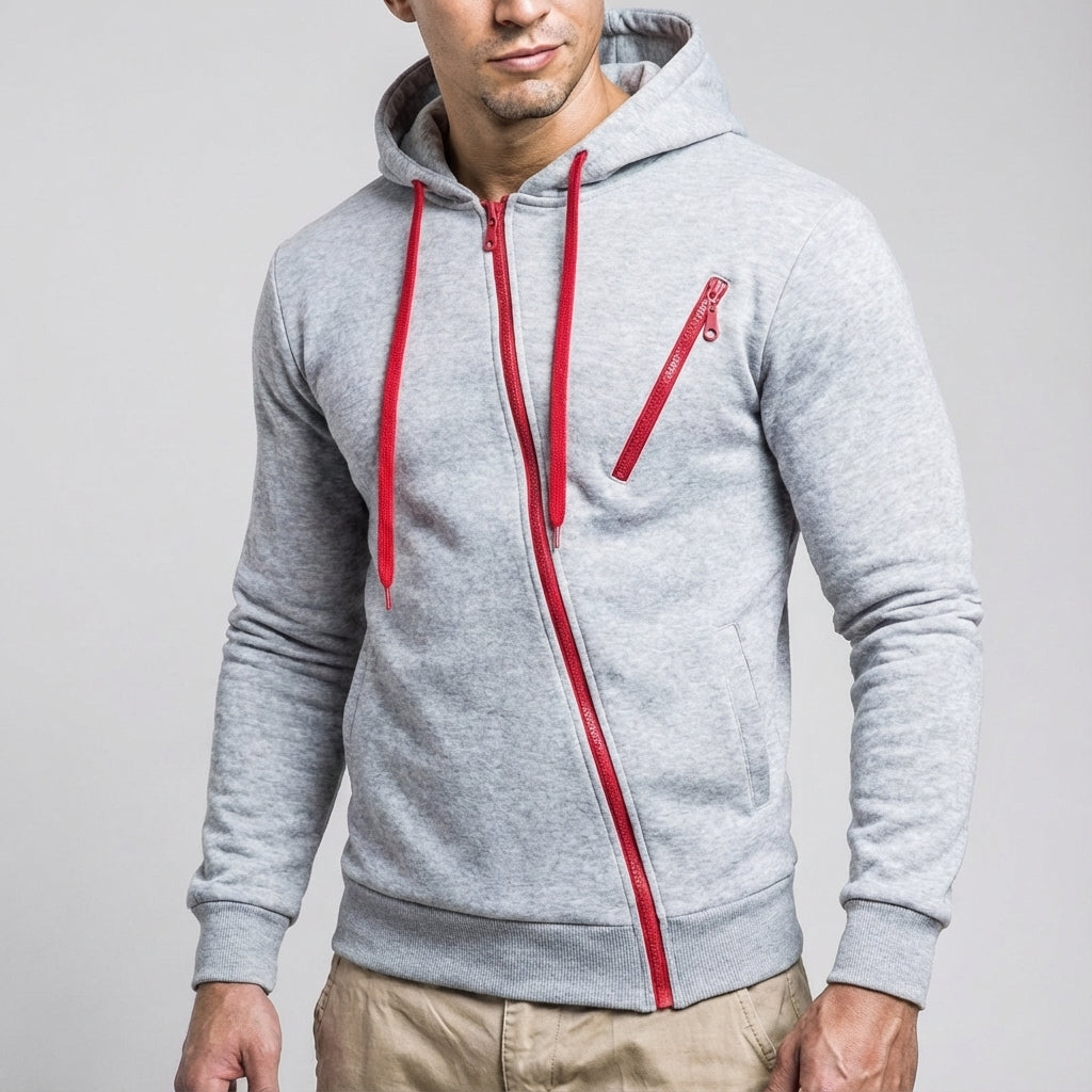 Marcus | Men's Zip-Up Hoodie | Contrast Drawstring · Eltrendio