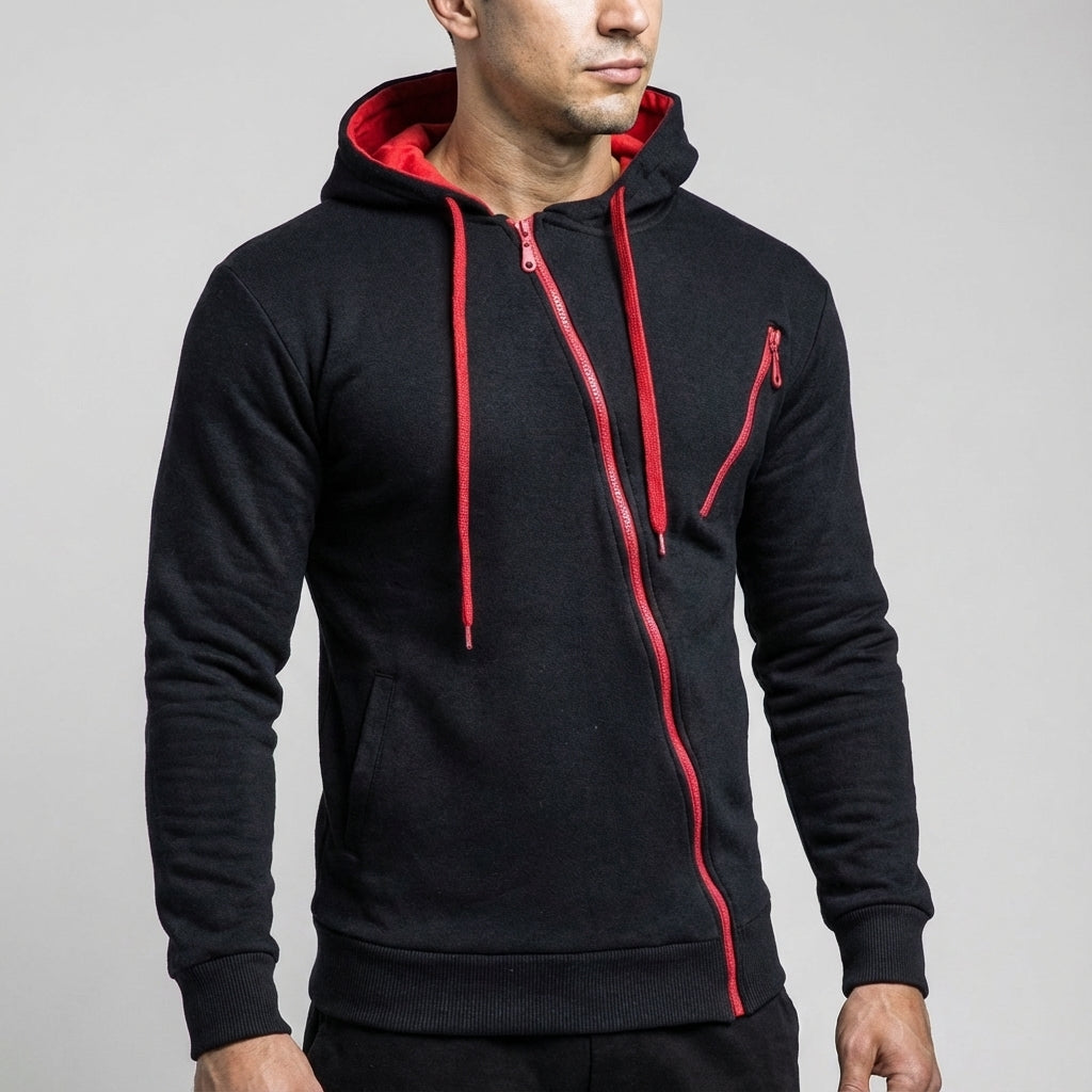 Marcus | Men's Zip-Up Hoodie | Contrast Drawstring · Eltrendio